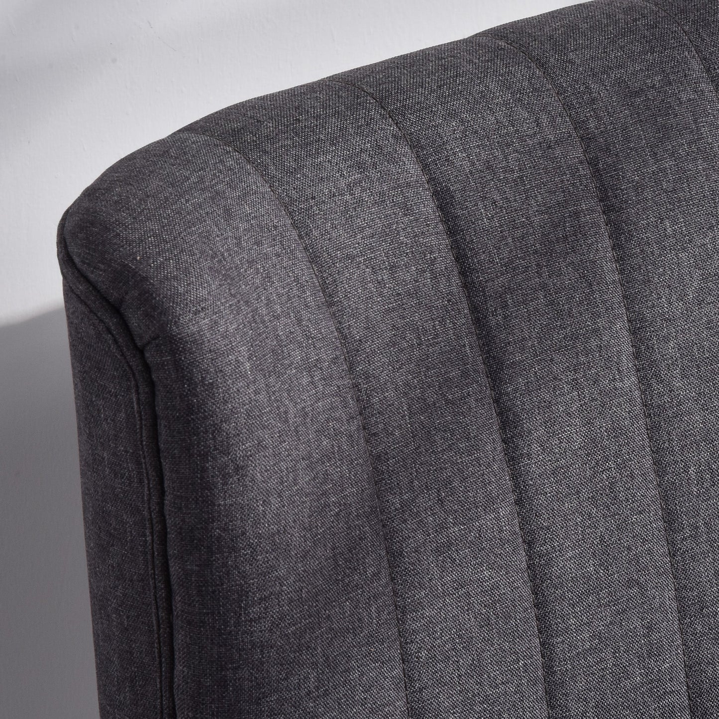 Sofá moderno de lino para 2 plazas, sofá compacto con acolchado y patas de madera, gris