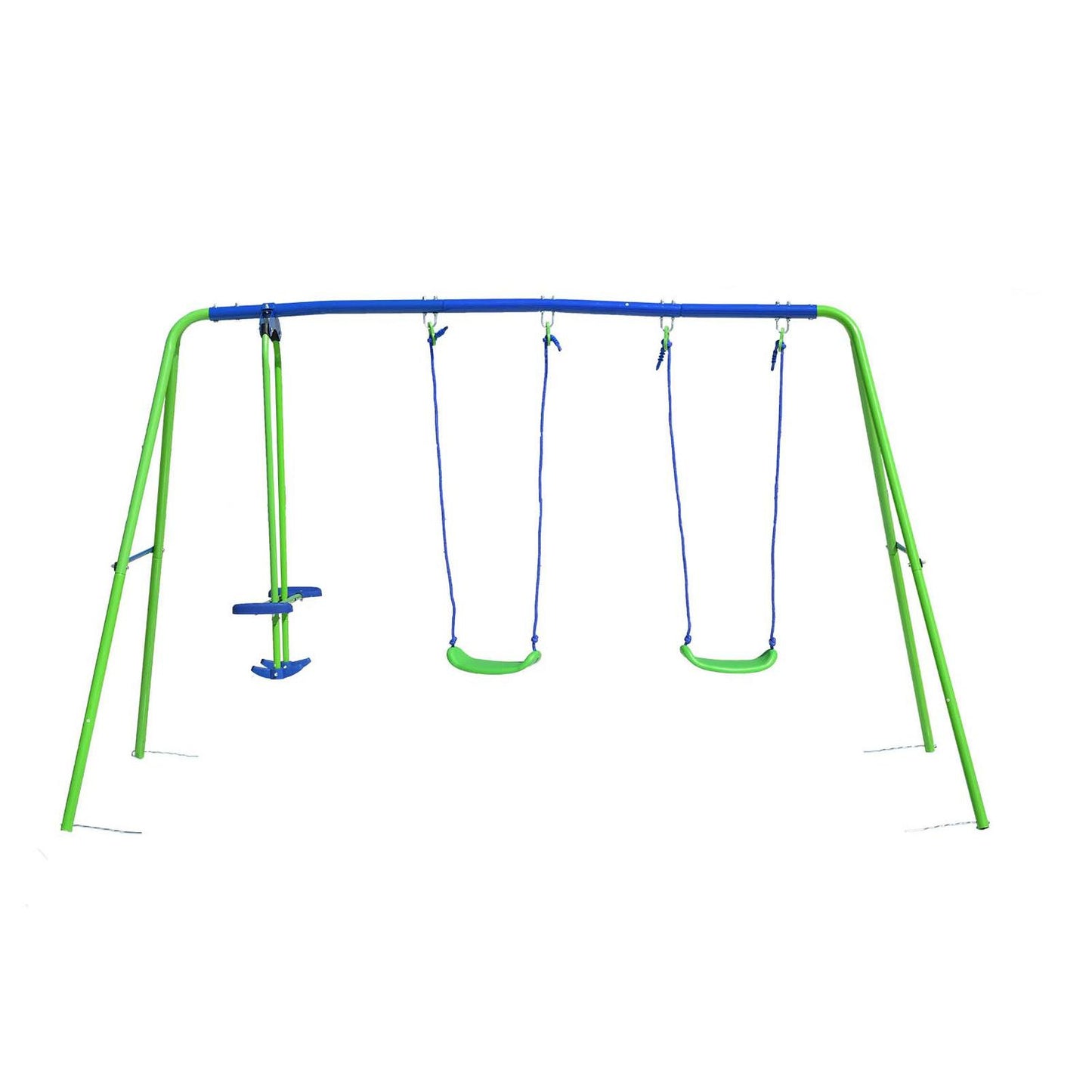 Columpio Doble Balancín Infantil Para Jardín + 3 Años Juego Para Niños De Metal Outdoor Toys 280x140x180 Cm Carga 45 Kg