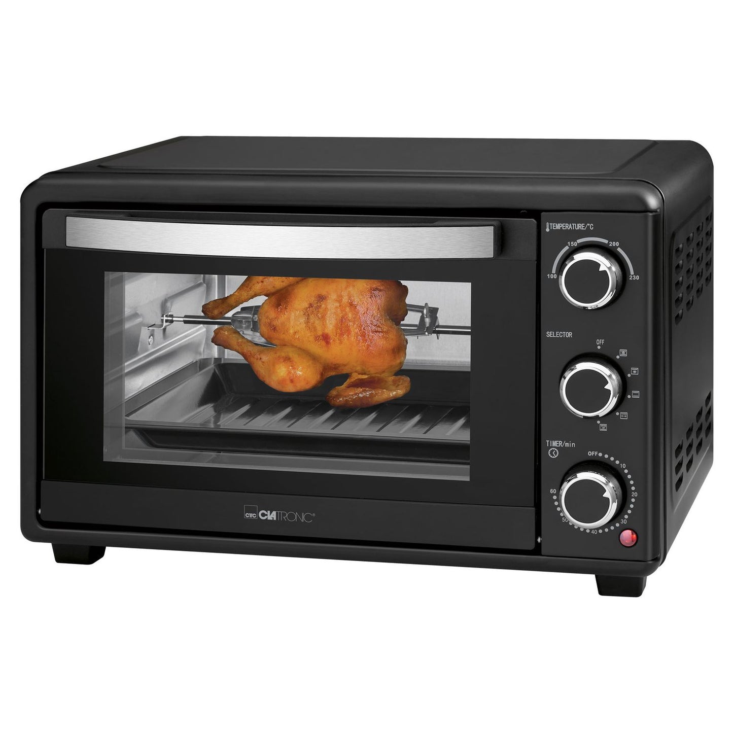 Horno Convección Sobremesa, 25l, Asador Giratorio Pollos, Grill, 6 Programas, Temporizador 60 M Negro 1500w Clatronic Mbg 3727