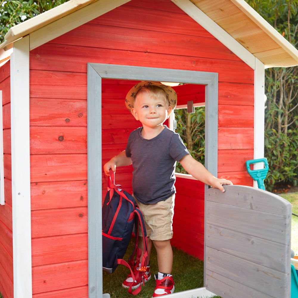 Caseta Madera Infantil Jardín 118,2 X 138 X 132,5 Cm - Rojo
