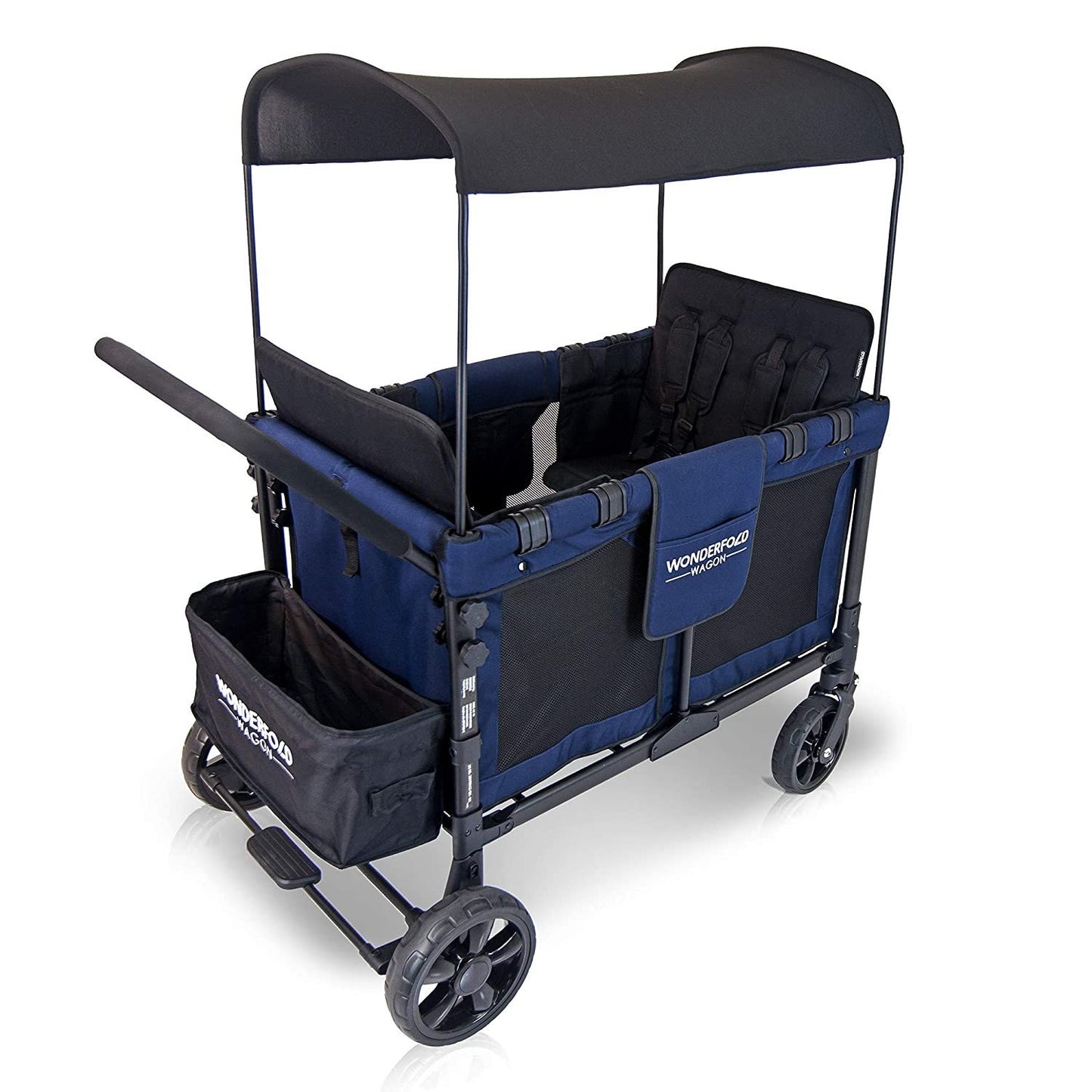 2025 Carro Multifuncional para Bebé, Cochecito Plegable para Cuatro Pasajeros con Capota Reversible y Removible, y Sillas para hasta 4 Niños Pequeños, Color Azul Marino