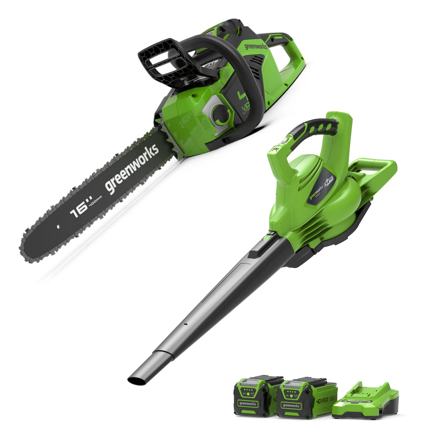 2025 Conjunto Combo 40V Motosierra de 40 cm + Soplador/Aspirador de hojas 186 km/h
