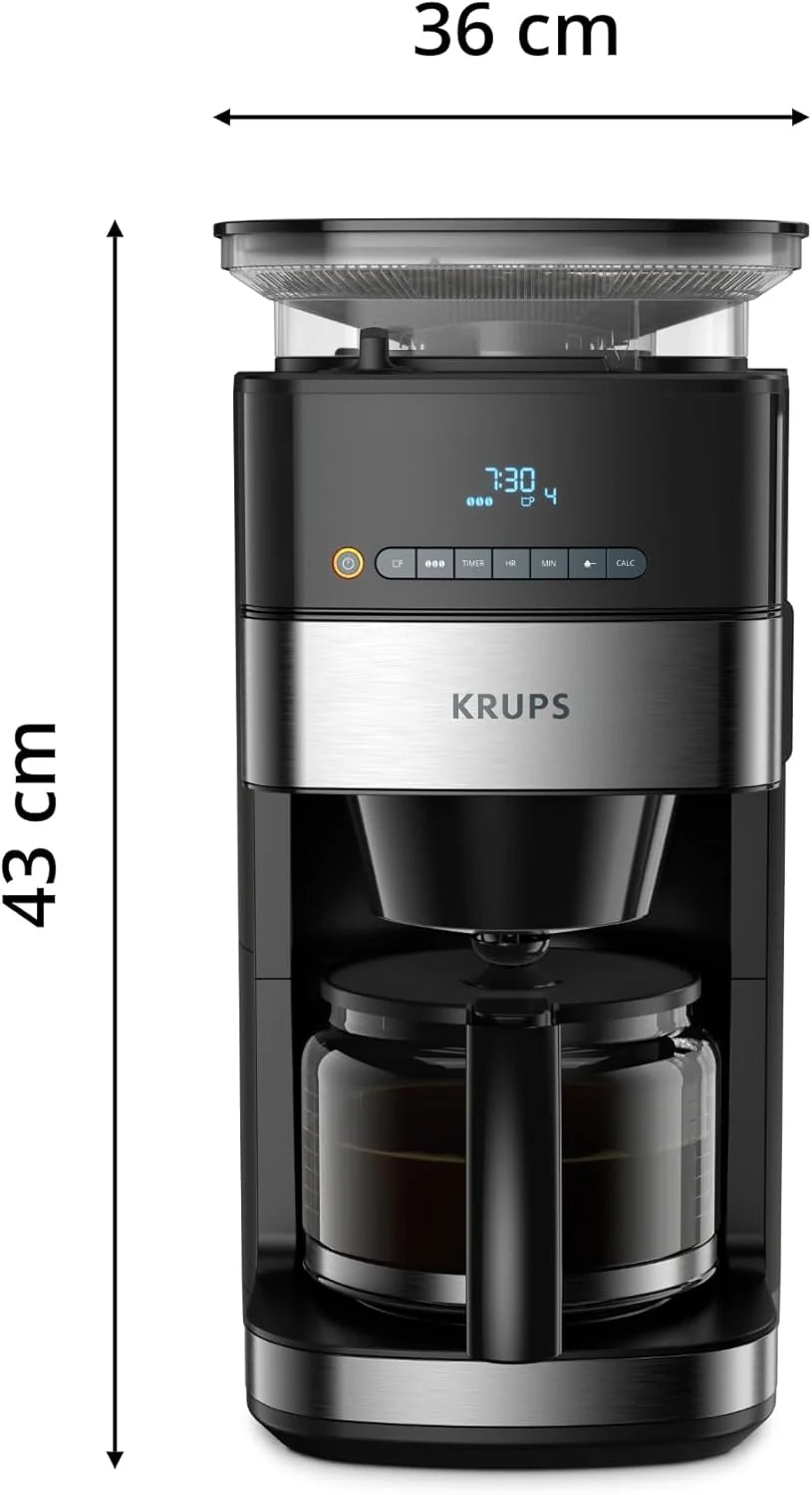 2025 Krups Grind and Brew KM8328 Cafetera de Filtro con Molinillo, 1.25 L, 10–15 Tazas