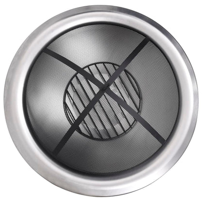 2025 Brasero con rejilla de acero inoxidable de 76 cm, fogón, atizador, pantalla contra chispas