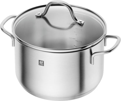 ZWILLING Juego de ollas Flow, 4 tapas, aptas para inducción, acero inoxidable, 5-teilig