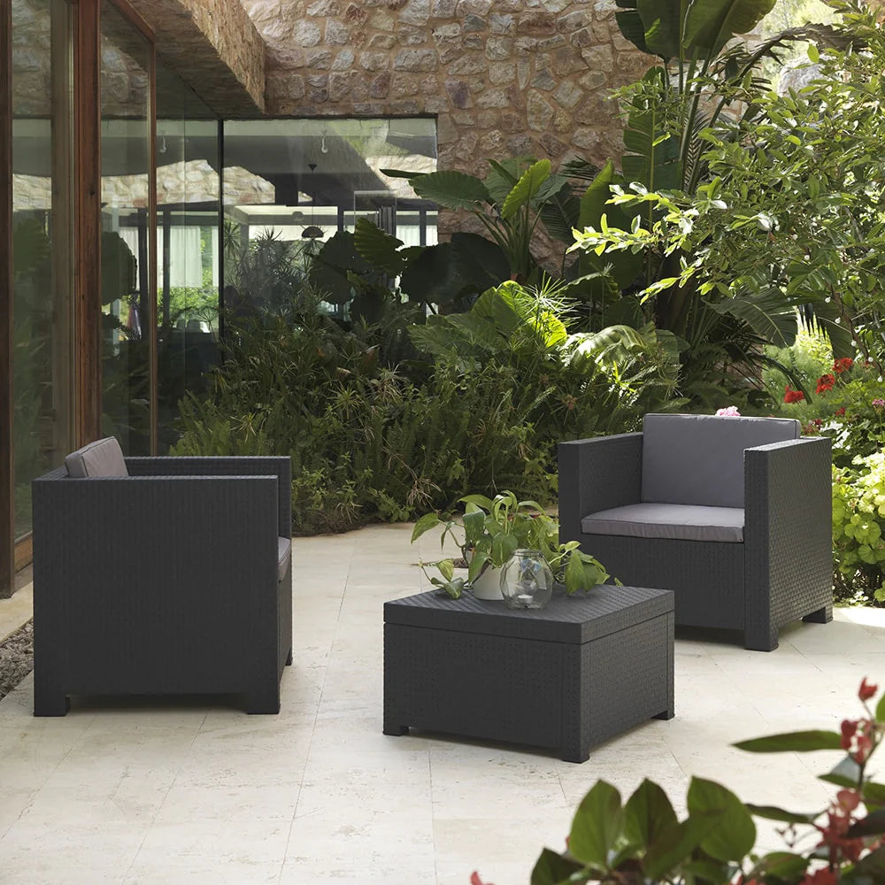 2025 Conjunto de Jardín: 2 Sillones y 1 Mesa Grafit SP Berner