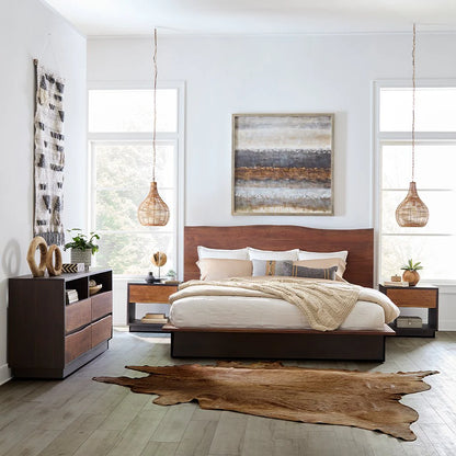 Cama San Marino de Madera Maciza de Acacia – Diseño Orgánico y Moderno