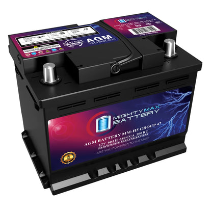 Batería de reemplazo MM-H5 Grupo 47 12V 60AH 100RC 680CCA compatible con baterías de automóviles.