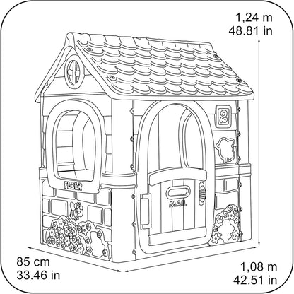 Feber - Fantasy House, Casita Infantil de Juegos con Puerta Abatible, Jugar al Aire Libre o en Casa, Resistente y de Fácil Montaje, para Niños de 2 a 6 años, Famosa (800010237), Versión previa