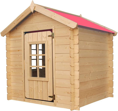 TIMBELA M570Z-1 Casa de Madera para Niños, Casita Infantil Exterior 111x113xA121 cm, Casitas Infantiles Jardin, Casa Juguete Niños, Caseta Infantil (Tetto-Colore Verde)