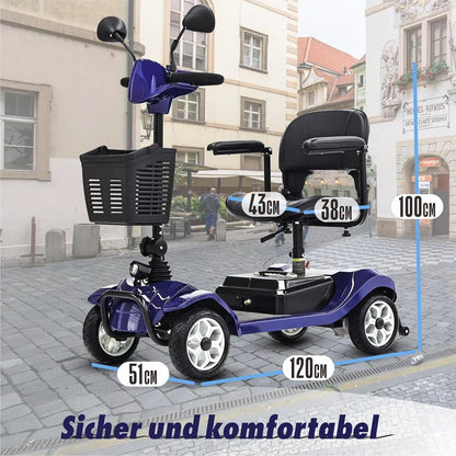 2025 Scooter eléctrico de 4 ruedas – silla de ruedas motorizada compacta y eficiente para adultos y personas mayores