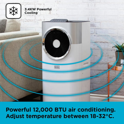 Aire Acondicionado Móvil 3 en 1 Black+Decker BXAC40008GB 12000 BTU Blanco