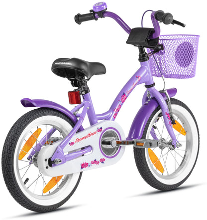 2025 Bicicleta Infantil de 14 Pulgadas con Ruedas de Apoyo, Violeta y Blanco, desde 3-4 Años