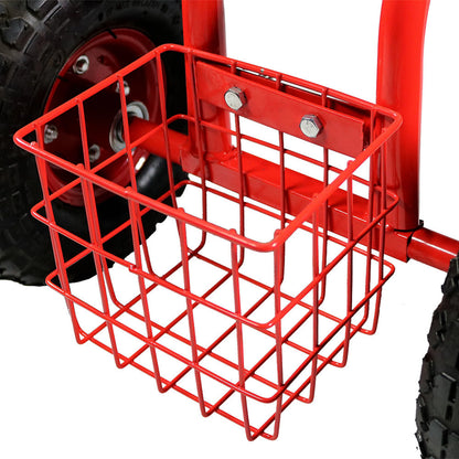 2025 Carrito de Jardín Rodante Sunnydaze con Asiento Giratorio y Manillar de Dirección