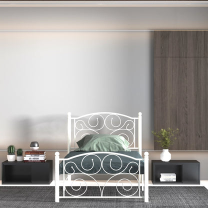 Estructura de cama moderna de metal blanca, tamaño Twin – Embellece tu habitación