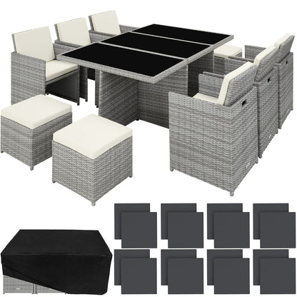 Conjunto De Ratán Sintético Nueva York - Gris Claro