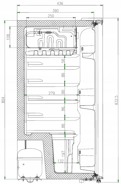 Lodówka mała chłodziarka mini zamrażarka hotelowa biurowa ŚWIATŁO 91l. 83cm