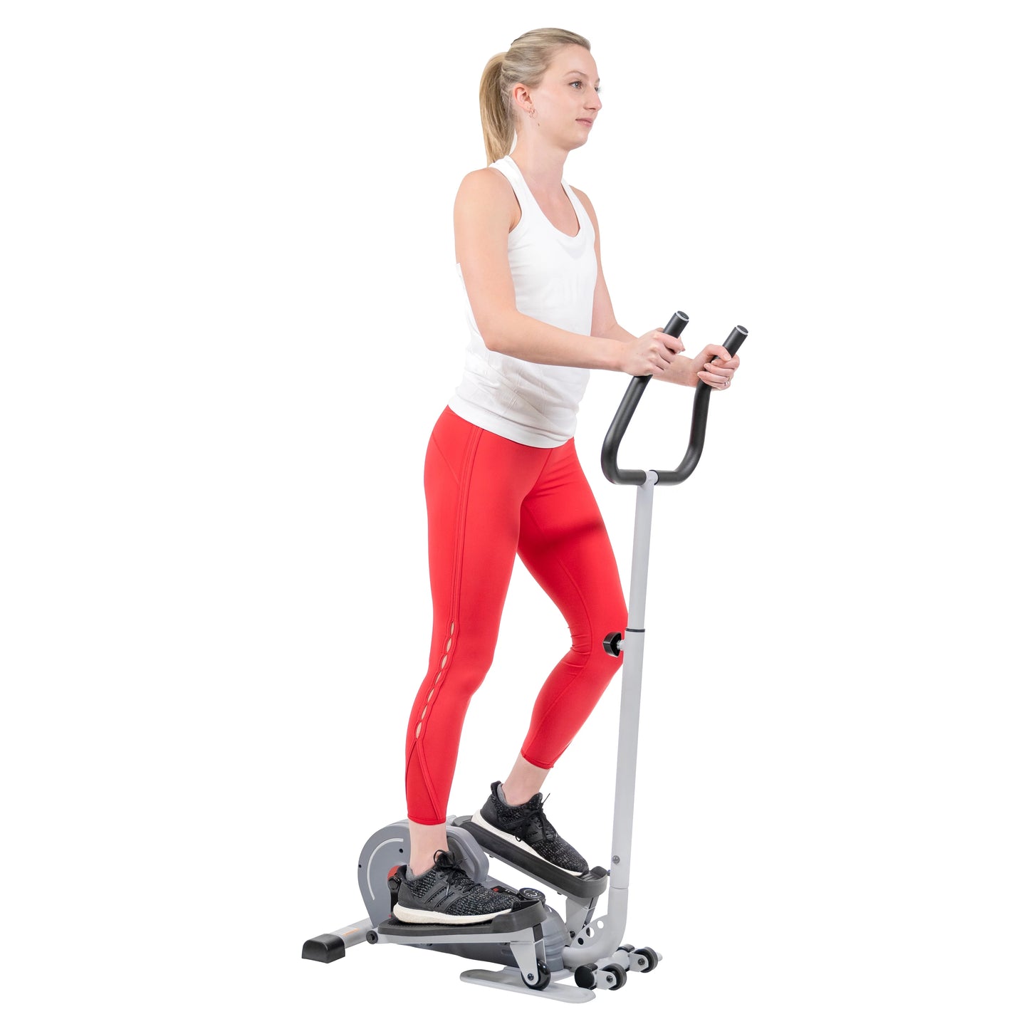 Sunny Health & Fitness Elíptica magnética compacta con manillar – stepper portátil para entrenamiento en casa, modelo SF-E3988.