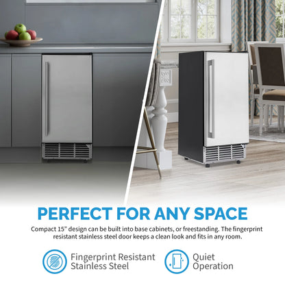 2025 Máquina de Hielo Empotrable Newair® para el Hogar – Hielos Transparentes, 80 lb/día – Acero Inoxidable
