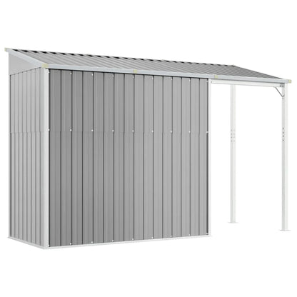2025 Cobertizo jardín tejado alargado acero gris 277x110,5x181 cm v8848