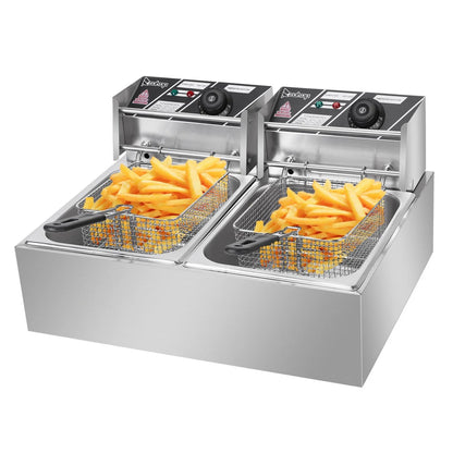 Freidora profesional de acero inoxidable SalonMore de 5000 W, capacidad de 12,7 cuartos con cesta extraíble