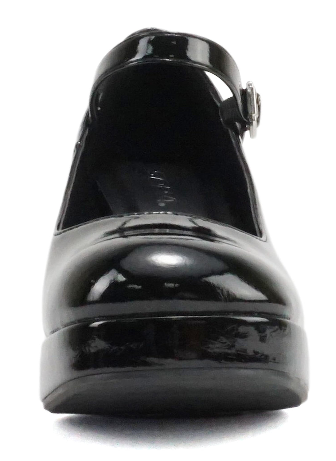 Soda NOSTA-S Black Patent Women Mary Jane Platform Pumps Square Toe Chunky Heel Adjustable Ankle Strap Dress Shoes-2