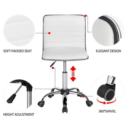 Silla de Oficina Yaheetech de Cuero PU, Respaldo Bajo, Altura Ajustable 41,5-56,5 cm