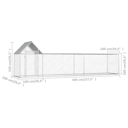 2025 Jaula para gallinas de acero 5 x 1 x 1,5 m – Recinto exterior seguro para aves de corral y pequeños animales