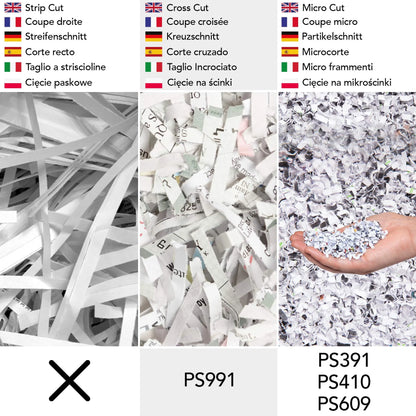 2025 Duronic Trituradora de corte cruzado PS609, capacidad para 9 hojas, trituradora eléctrica robusta para uso doméstico y oficina, destruye papel, tarjetas de crédito, sobres, documentos – Negro, P4