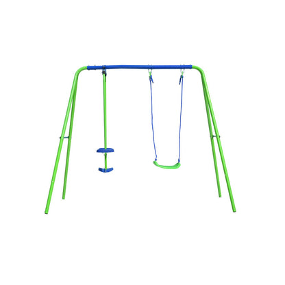 Columpio Balancín Infantil Para Jardín + 3 Años Juego Para Niños De Metal Outdoor Toys 220x140x182 Cm Carga Hasta 45 Kg
