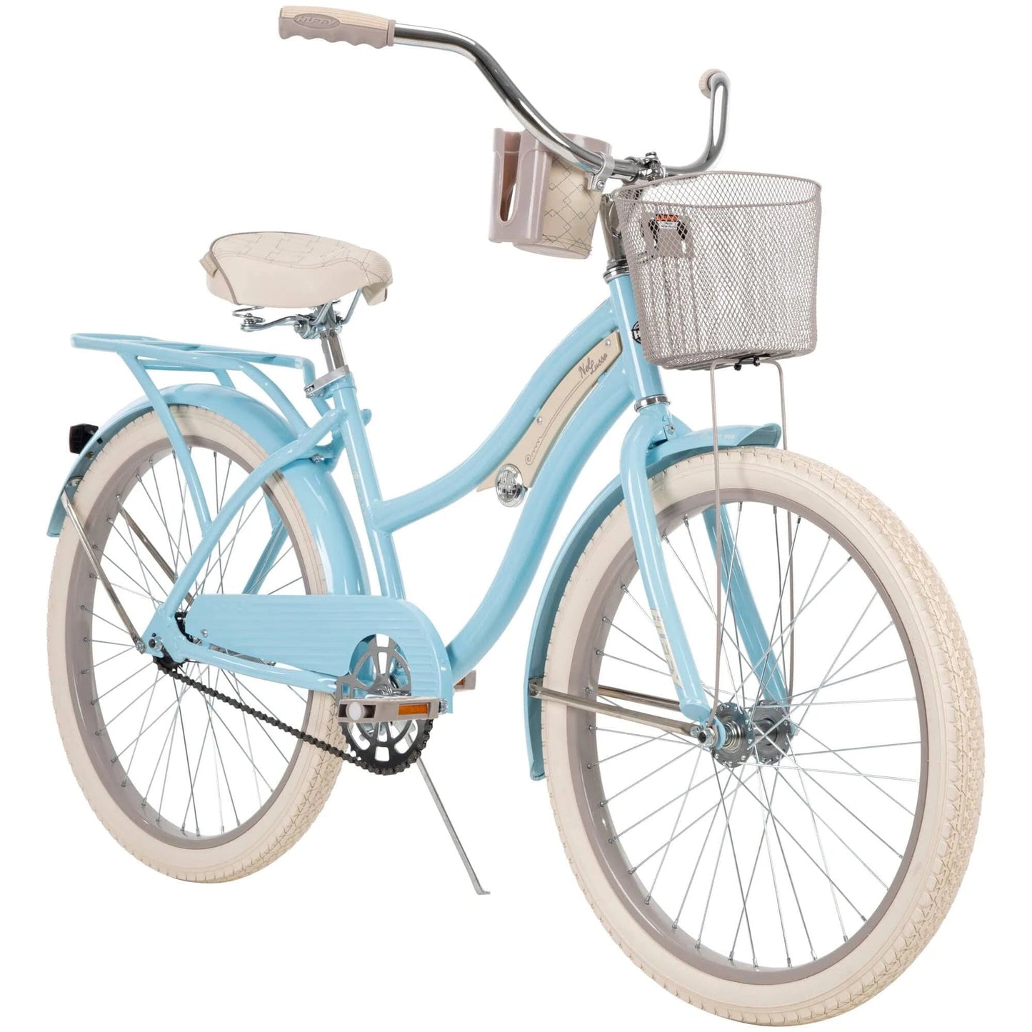 2025 Bicicleta Cruiser Clásica de Playa para Mujeres Huffy Nel Lusso 24 pulgadas, Azul Claro