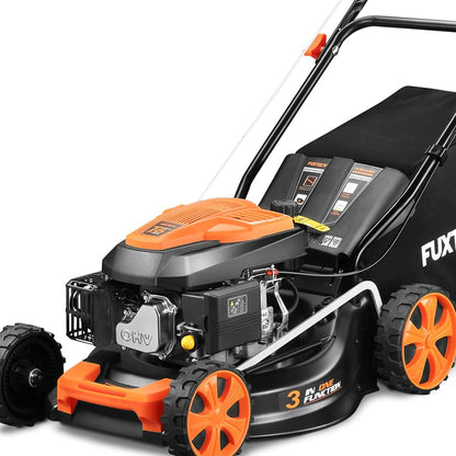 Cortacésped de Gasolina FUXTEC FX-RM4646ECO 46cm de Anchura de Corte - Potente Motor de Gasolina de 146cc Easy Clean 3en1 2,6KW Mulching recogedor de Hierba 50L