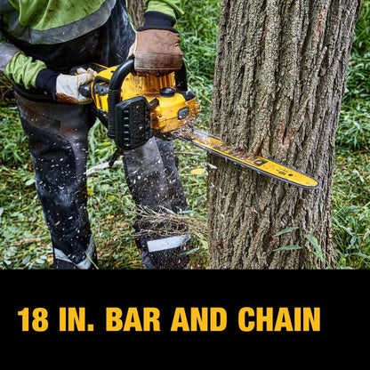 Motosierra inalámbrica DEWALT 60V MAX, barra de 18", motor sin escobillas, batería incluida