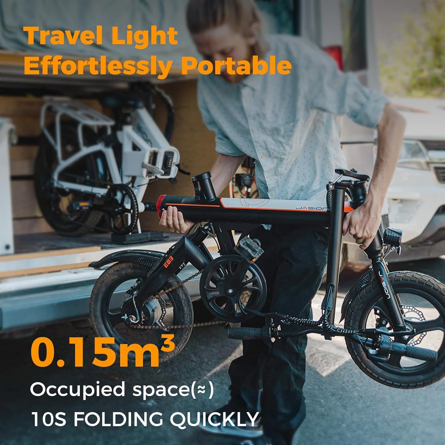 Bicicleta eléctrica EB3 para adultos, velocidad hasta 34 km/h, motor potente de 500W, batería de 270Wh, suspensión trasera, 3 niveles de asistencia, bicicleta plegable de 14 pulgadas para adultos y adolescentes, conforme a UL2849