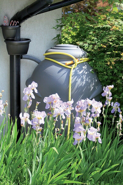 2025 Depósito de Agua de Lluvia AQUA CAN de 210 L Color Gris – Barril Decorativo con Grifo y Kit de Conexión