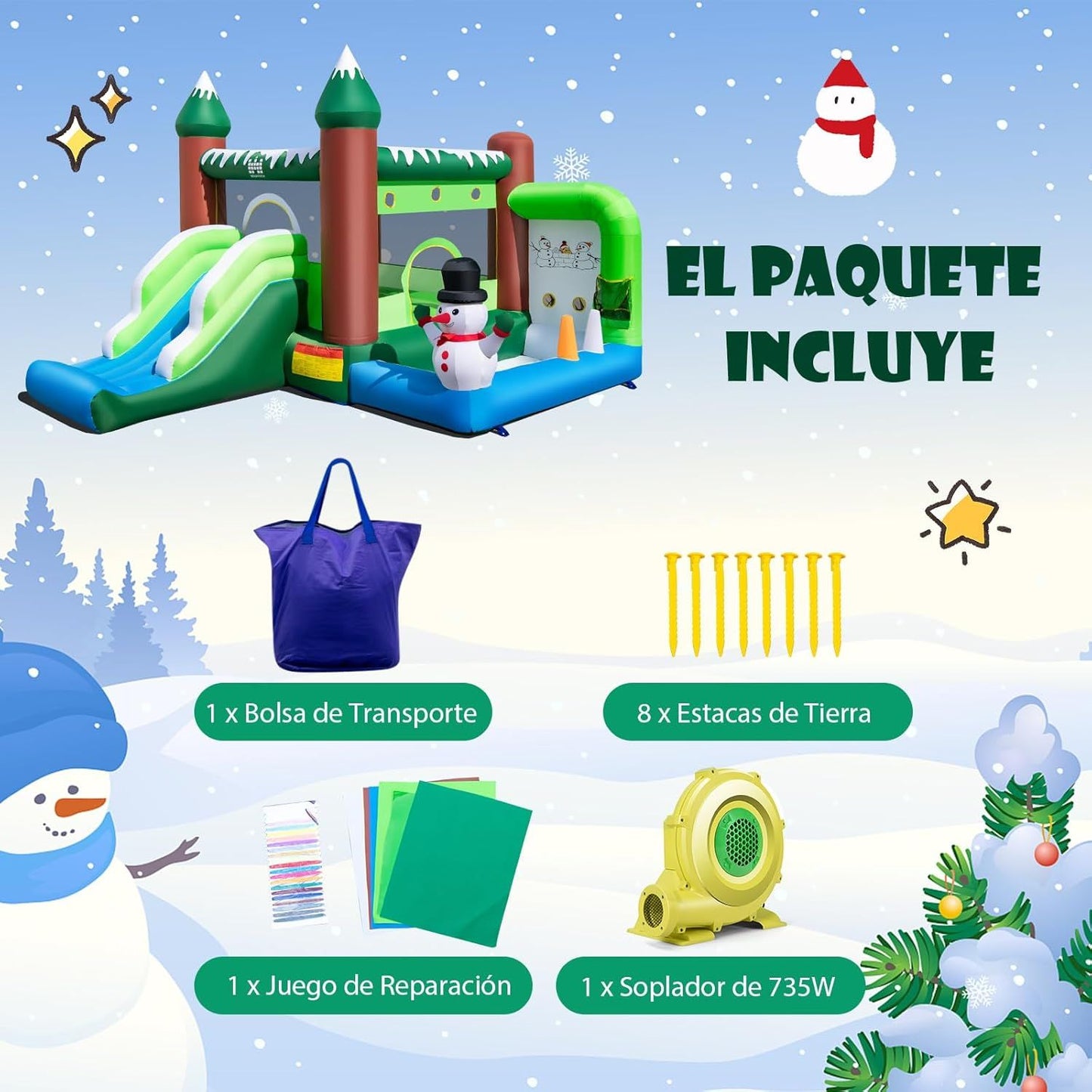 Castillo Hinchable Para Niños 3-10 Años, Castillo Hinchable Grande Temático Costway 163 X 67 X 33 Cm