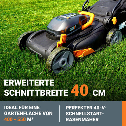 2025 Cortacésped inalámbrico WORX WG743E 40V – Cortacésped profesional con función mulching y batería PowerShare – Ideal para jardines de hasta 500 m²