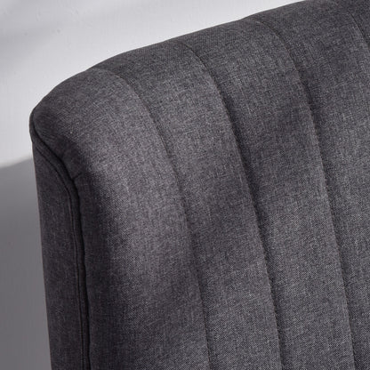 Sofá moderno de lino para 2 plazas, sofá compacto con acolchado y patas de madera, gris