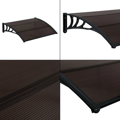 2025 Marquesina para puerta de entrada, marquesina de protección resistente a la intemperie ABS, policarbonato y aluminio 150 x 100 cm, negro y marrón