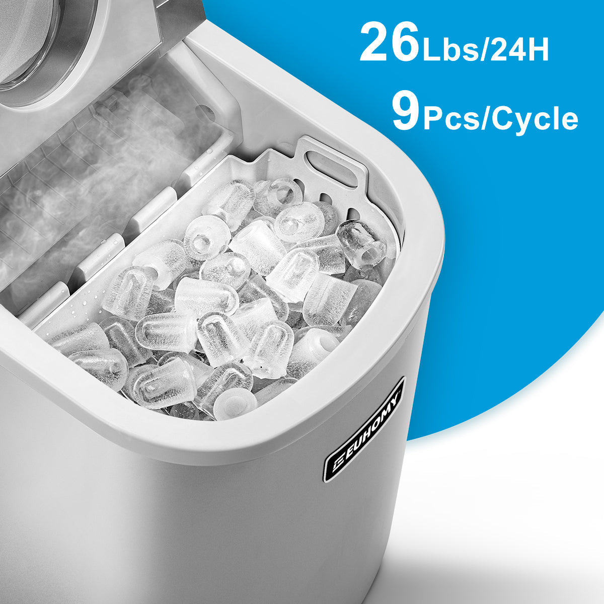 2025 Máquina de Hielo Compacta Portátil Euhomy Plateada