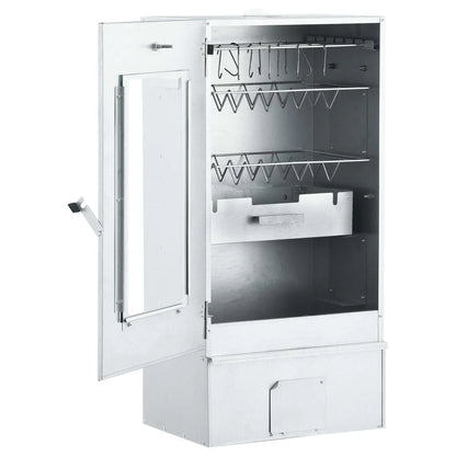 2025 Ahumador con 1 kg de serrín de madera, 44,5 x 29 x 83 cm, acero galvanizado plateado