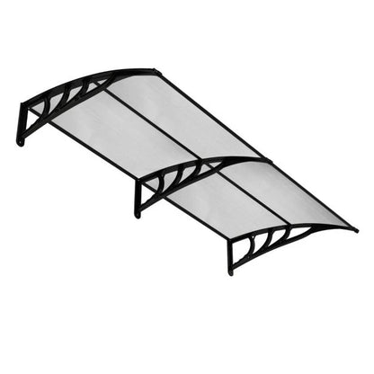 2025 Auvent para puerta de entrada de 199 x 99 cm, marquesina para puerta y ventana exterior, protección contra lluvia, nieve y viento, gris transparente