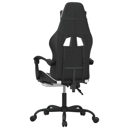 2025 Silla gaming giratoria reposapiés cuero sintético negro blanco V8635