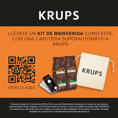 2025 Cafetera automática Krups Evidence | Pantalla OLED con tecnología Barista Quattro Force | 12 tipos de café | 3 variedades de té | capuchino con un solo toque | función para 2 tazas | color negro