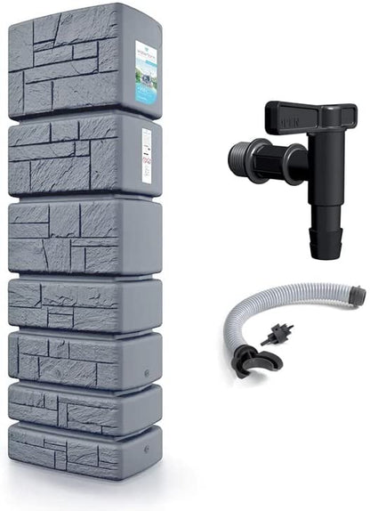 2025 Depósito de Agua de Lluvia Tower Stone – Citerna 350-500 L con Diseño Decorativo de Piedra