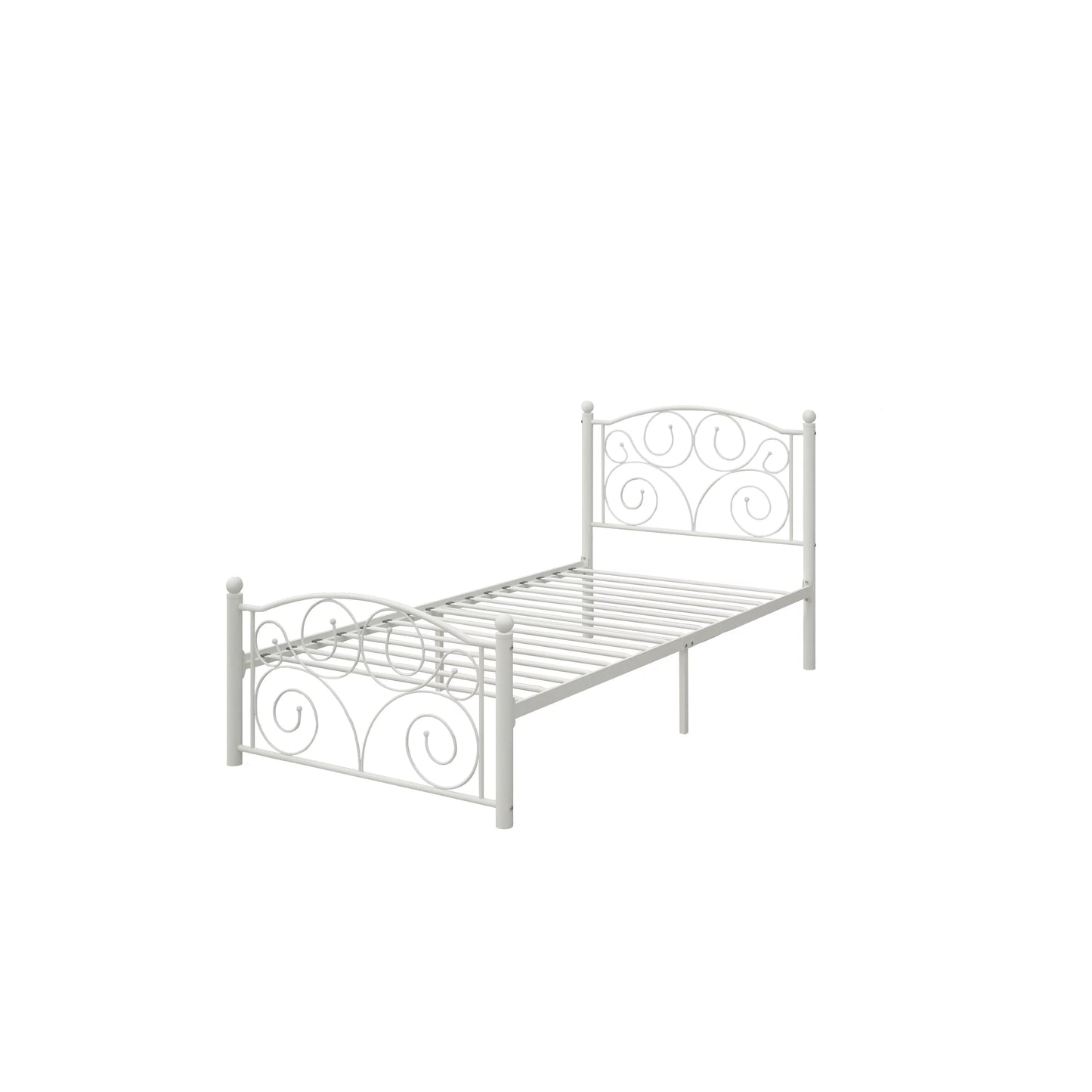 Estructura de cama moderna de metal blanca, tamaño Twin – Embellece tu habitación