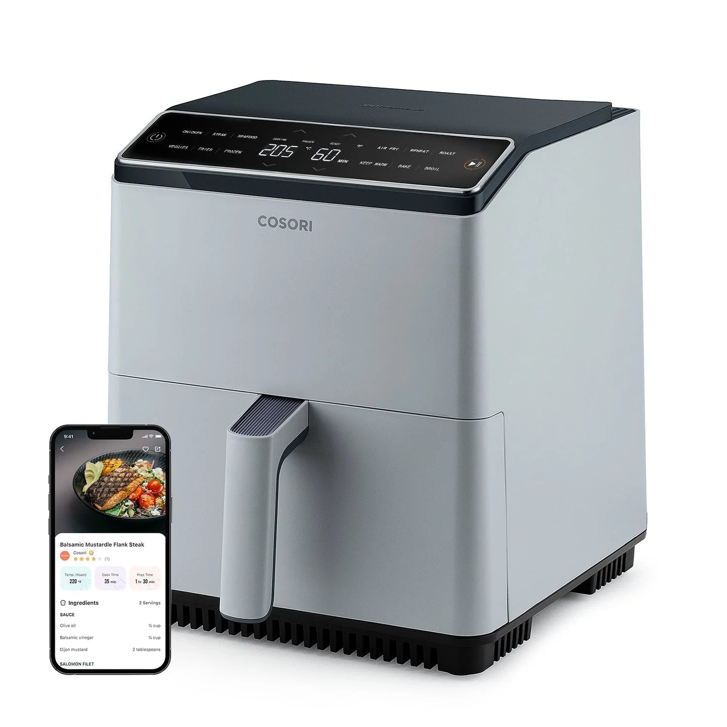 Cosori Freidora de Aire Smart Dual Blaze 6.4L – Color Gris Claro