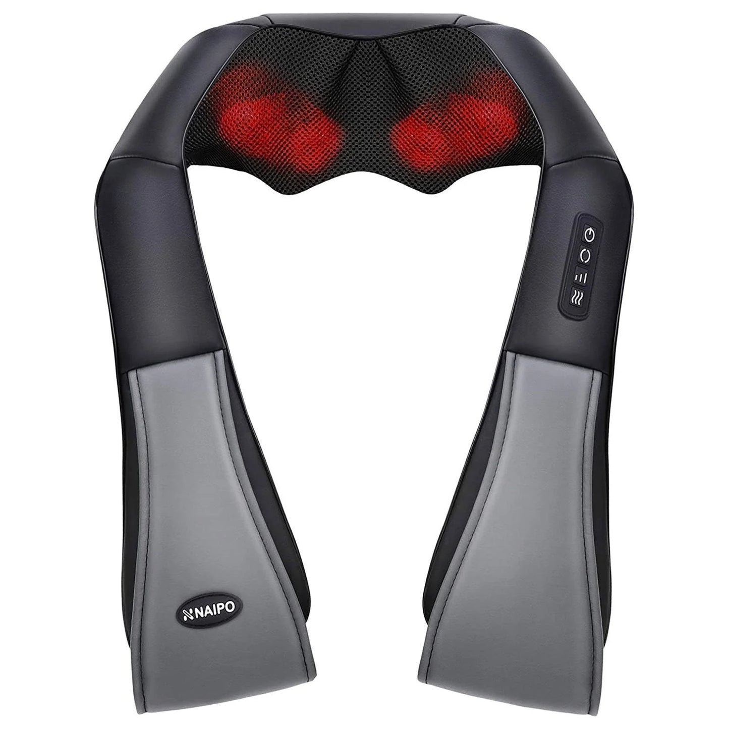 2025 Naipo MGS-801 – Masajeador Shiatsu 3D para Espalda y Cuello con Calor, Masaje Profundo de Amasamiento para Espalda, Hombros, Pies y Piernas (Gris)