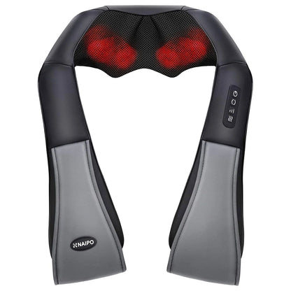 2025 Naipo MGS-801 – Masajeador Shiatsu 3D para Espalda y Cuello con Calor, Masaje Profundo de Amasamiento para Espalda, Hombros, Pies y Piernas (Gris)