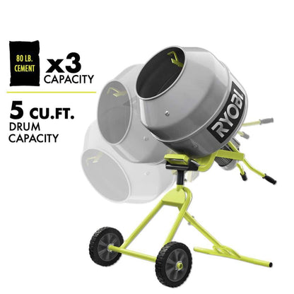 2025 Mezcladora de Concreto Portátil RYOBI 5,0 pies³ RMX001